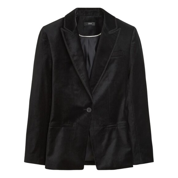 J. Crew Alexandra blazer in velvet black size 18 XL XXL braided trim CF274 - Picture 1 of 14